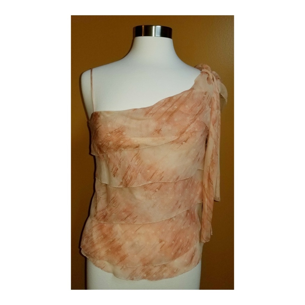 BCBG Max Azria One Shoulder Silk Top Size 8